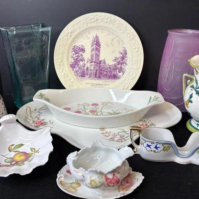 Group Of Hand Painted China, Colored Vases & More 