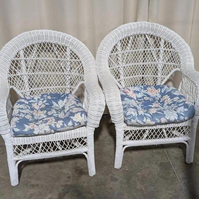 Pair Of White Wicker Chairs