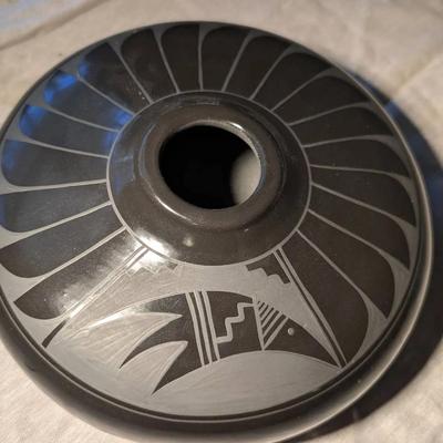 Adakai Signed Navajo Blackware Pottery Jar