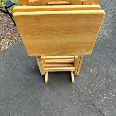 Four Piece Tv Tray W/ Storage Stand