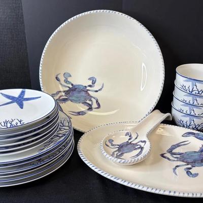 Abbiamo Tutto Blue Crab 3 Pc Set, Fitz & Floyd Everyday White