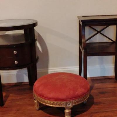 Two Small Vintage Tables And A Vintage Foot Stool
