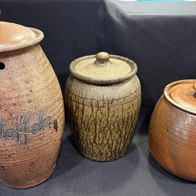 Three Lidded Ceramic Vessel/Pots
