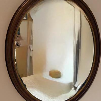 Oval Wood Framed Mirror 