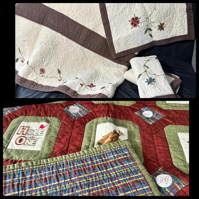 Twin  Quilted Daybed Cover Set W/ Shams And Golf Quilt