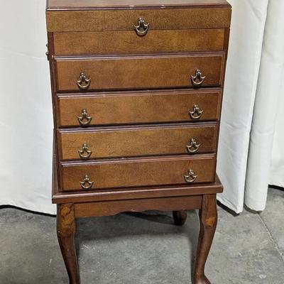 Queen Anne Style 5 Drawer Silver Chest