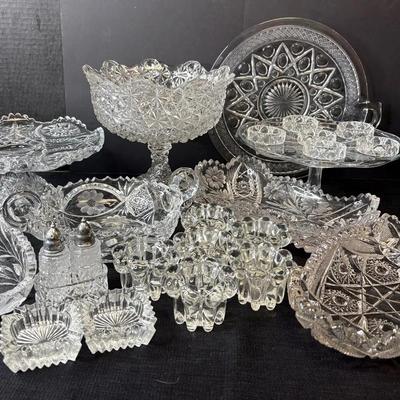 Assorted Cut Glass Serving Pieces-Cake Plates, Dishes