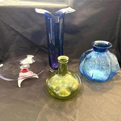Art Deco Glass Vases And Bowl