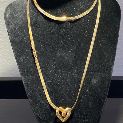 14k Gold Heart Necklace 28" 10.8 g Total Weight Without Pendant