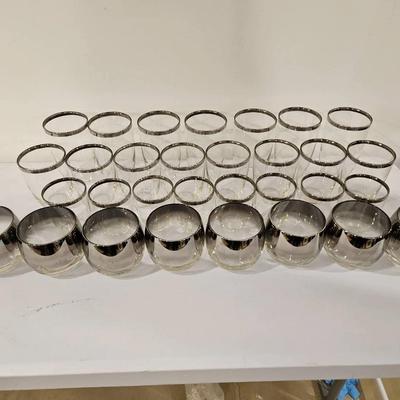 Mid-Century Modern Style Silver Ombre Large Glassware Set
