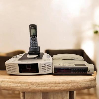 Vintage-Modern Electronics Bundle: GE Telephone Clock Radio & AT&T Cordless Phone Set