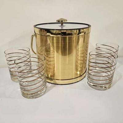 Decorative Ice Bucket and Glasses