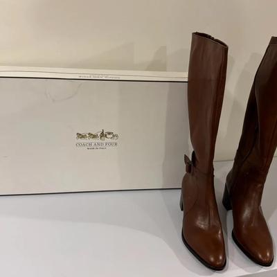LIKE NEW Coach and Four Tall Leather Brown Boots, 8.5