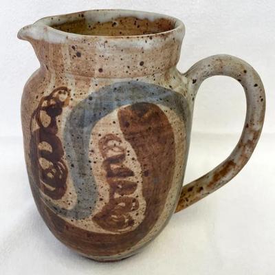 Hand painted Studio Art Pottery Pitcher, Vintage 
