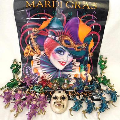 Harlequin Clown Ornaments, Italian Pierrot Mask And Mardi Gras Poster, 21 Pcs 