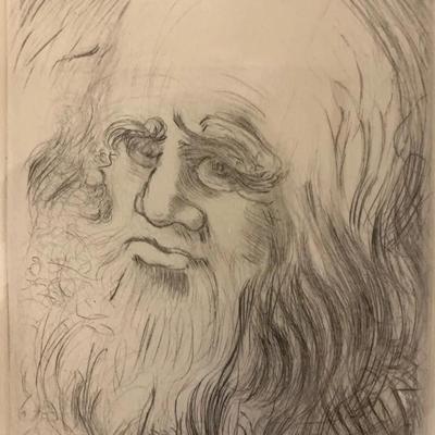 Leonardo da Vinci By Salvador Dali, Etching On Paper, COA