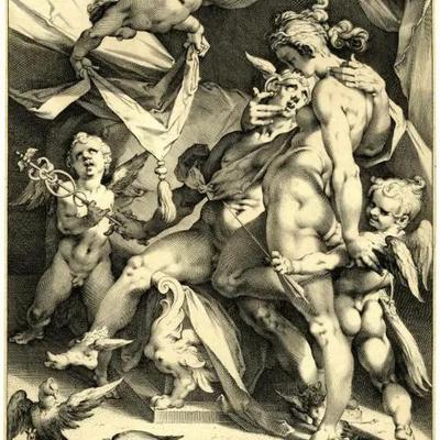 “Venus And Mercury” By Jan Harmensz, Lithograph On Paper
