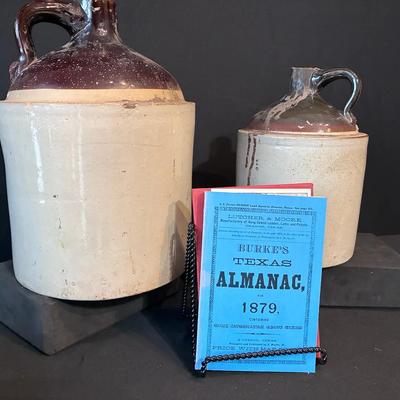 Sale Photo Thumbnail #21: Western Stoneware Jugs, plus 1869 Farmer’s Almanac