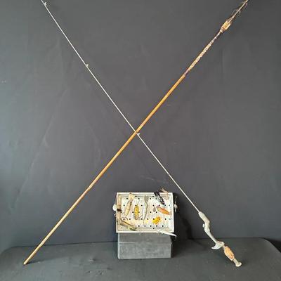 Sale Photo Thumbnail #34: Vintage Fishing Lures, Steel Fishing Pole, Spear