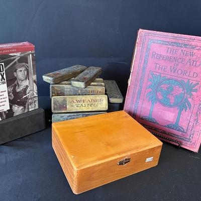Sale Photo Thumbnail #82: John Ford Movies, Faber German Pencil Cases, Reference Atlas To The World
