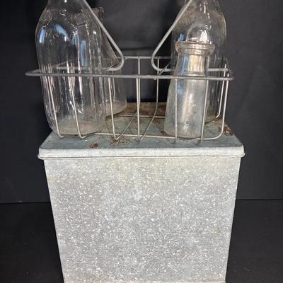 Sale Photo Thumbnail #45: Insulated Brock-Hall Dairy Box, Milk Bottle Caddy, Misc Milk Bottles