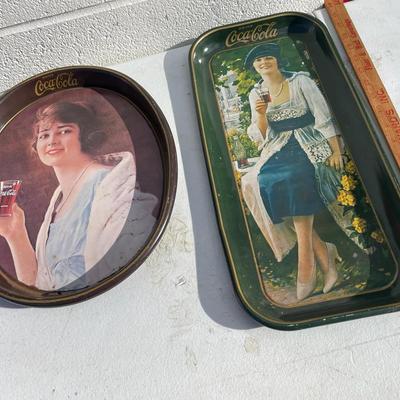 Two Metal Coca Cola Trays