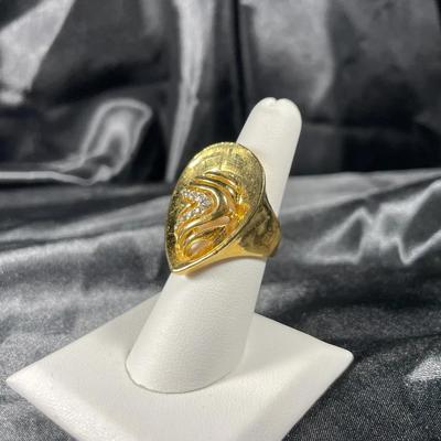 New Gold Toned Large Drop Shaped Fashion Ring