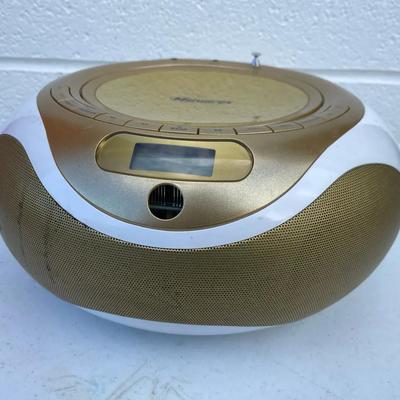 White And Gold Colored Memorex Boombox Radio