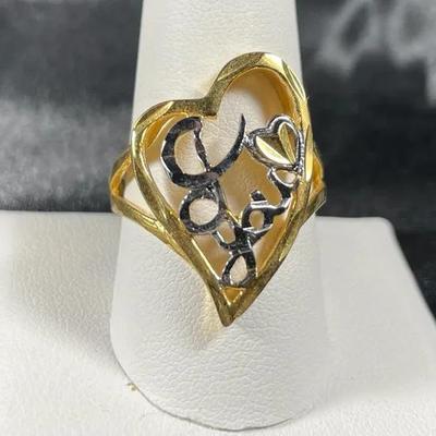 New Gold Toned Large Love You Fashion Ring