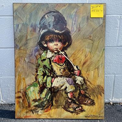 Vintage 1960s 1970s Print On Hardboard