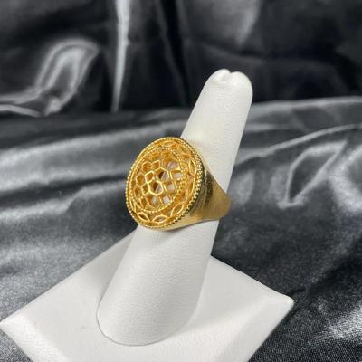 New Gold Toned Large Round Fashion Ring