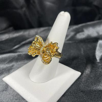 New Gold Toned Large Bow Fashion Ring