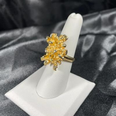 New Gold Toned Large Nugget Style Fashion Ring