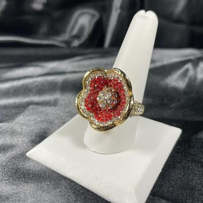 New Gold Toned Large Fashion Flower Ring