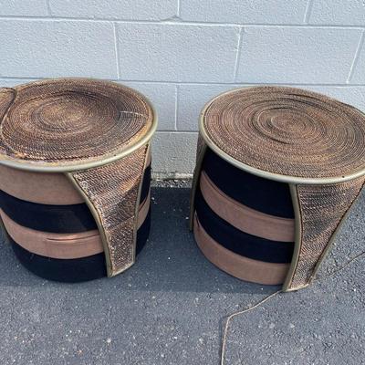 Pair Of Footstools With Removable Cushions