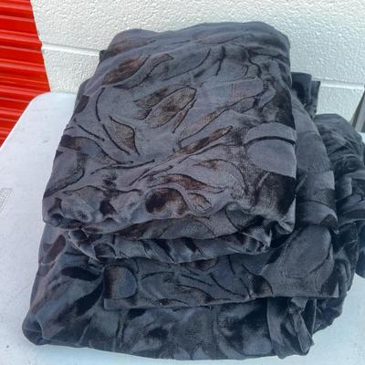 Four Panels Of Black Velvet Curtains