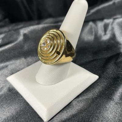New Gold Toned Large Circular Fashion Ring