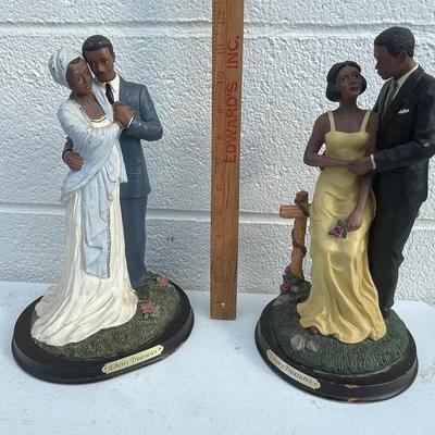Two African Couples Resin Ebony Treasures Figurines