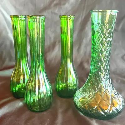 P.C.G and Hooser Green-Glass Vases