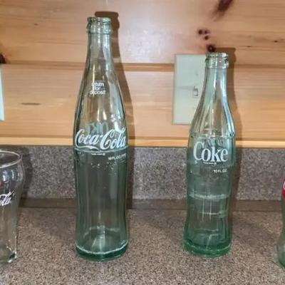 Vintage Coca-Cola Bottles and Glass