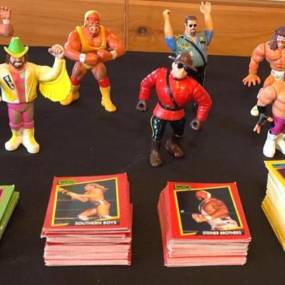 Collection of WWF Action Figures and Trading Cards