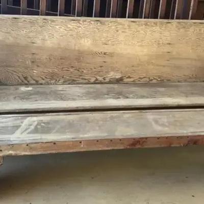 Rustic, Antique Church Pew And Separate Bench