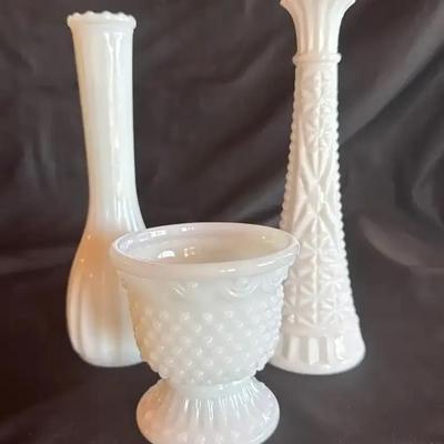 Vintage Milk Glass Vases
