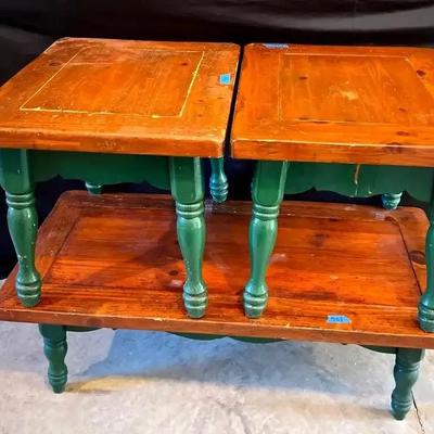 Vintage Wooden Coffee Table Set