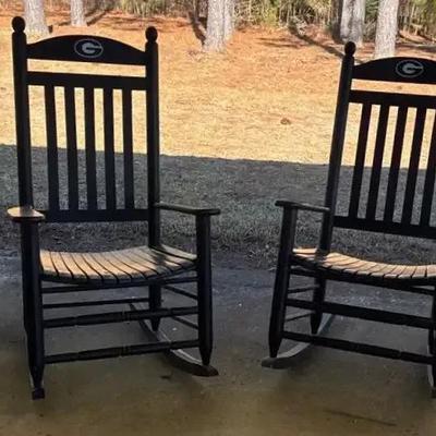 UGA Outdoor Wooden Rocking Chairs