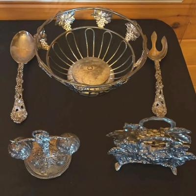 Godinger Silver Art Co. Grape Vine Leaf Fruit Bowl Basket Set