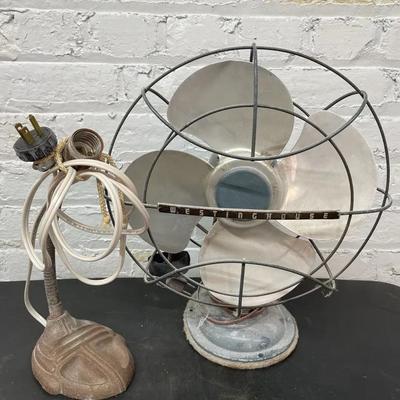 Vintage Westinghouse Electric Fan And Metal Desk Lamp