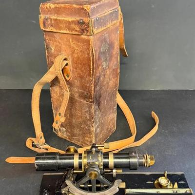 Antique Stadia Measuring/Survey Equipment By W & L.E. Gurley with Leather Case