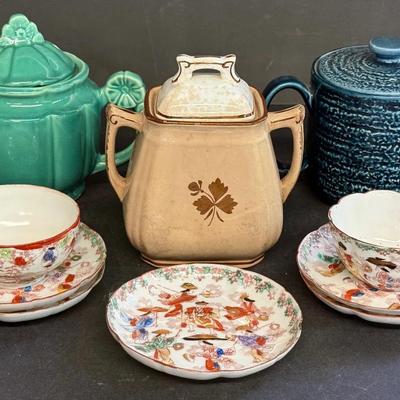 Vintage Ceramic Teaware/China with Shawnee Rosette & Gibson Rustic Studio Teapots