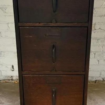 Antique Oak 4-Drawer Filing Cabinet By Wility